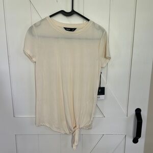 Vera Wang T-Shirt with Side Tie, Whisper White, Size XS